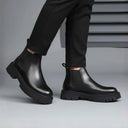 Boots Homme Noir en Cuir  - Semelle Légère Tres Confortable