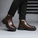 Boots Homme Marron en Cuir  - Semelle Légère Tres Confortable