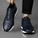 Sneakers BleuMarine en Cuir Grainé  - Tres Confortable