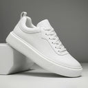 Sneakers Blanc en Cuir  - Semelle Légère Confortable