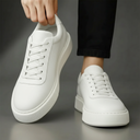 Sneakers Blanc en Cuir  - Semelle Légère Confortable