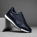 Sneakers BleuMarine en Cuir Grainé  - Tres Confortable