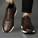 Sneakers Marron en Cuir Grainé  - Tres Confortable