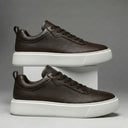 Sneakers Marron en Cuir  - Semelle Légère Confortable