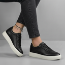 Sneakers Noir en Cuir Grainé  Tres Confortable - Femme
