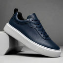 Sneakers BleuMarine en Cuir Grainé  - Tres Confortable