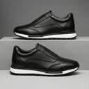 Sneakers Noir en Cuir Grainé  - Tres Confortable