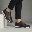 Sneakers Marron en Cuir Grainé  - Tres Confortable