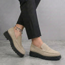 Chaussure Beige en Daim Tres Confortable - Femme