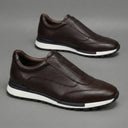 Sneakers Marron en Cuir Grainé  - Tres Confortable