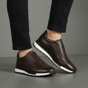Sneakers Marron en Cuir Grainé  - Tres Confortable